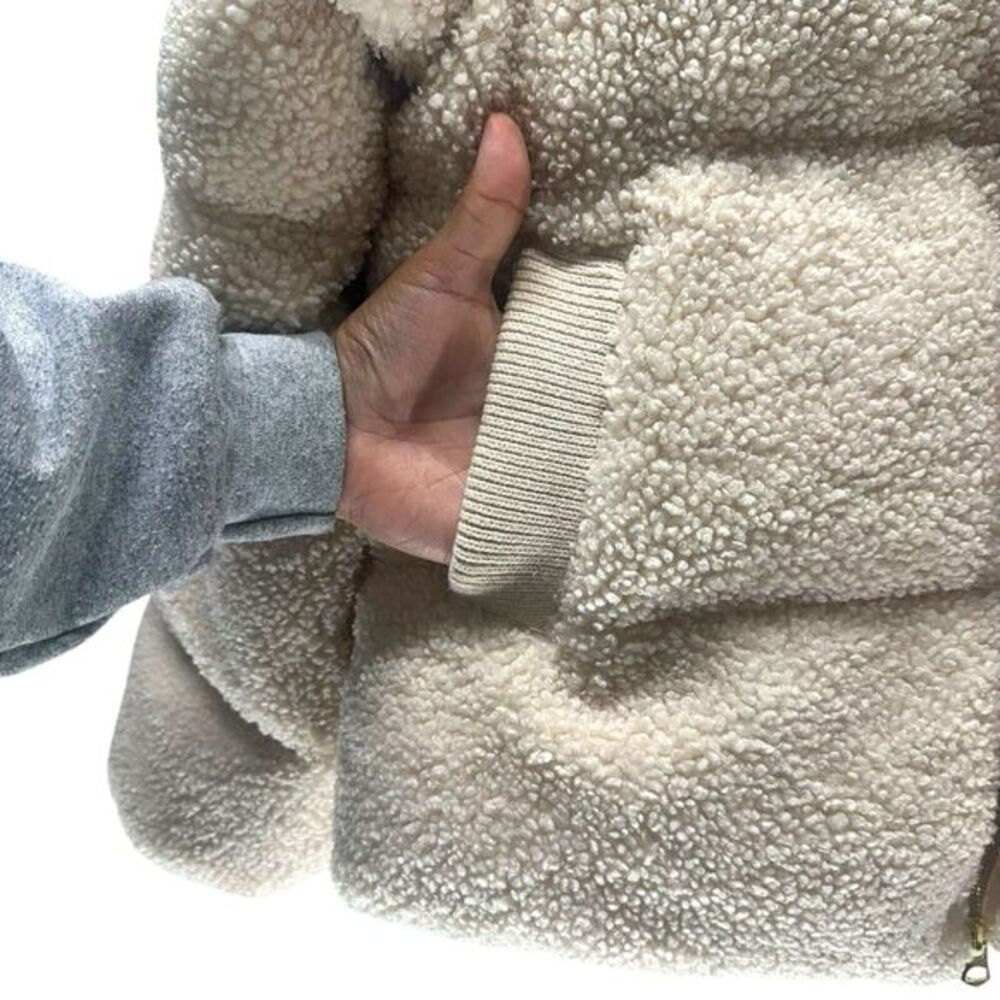 Varley Neutral Cream Sherpa Puffer Coat - Picture 8 of 16